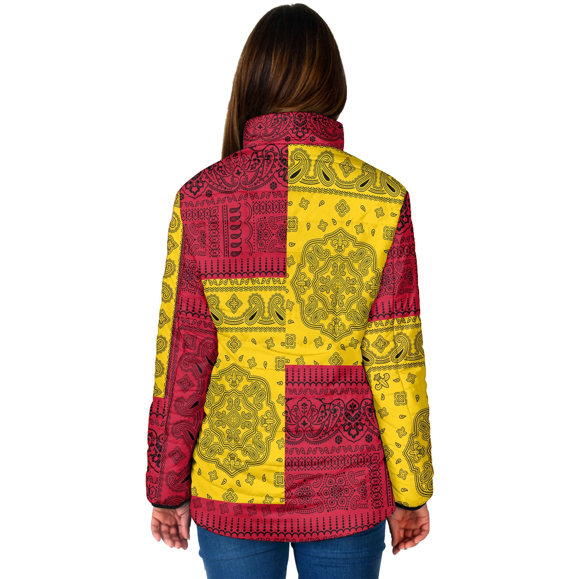 Papua New Guinea Women Padded Jacket Flag And Paisley Basic Style 2