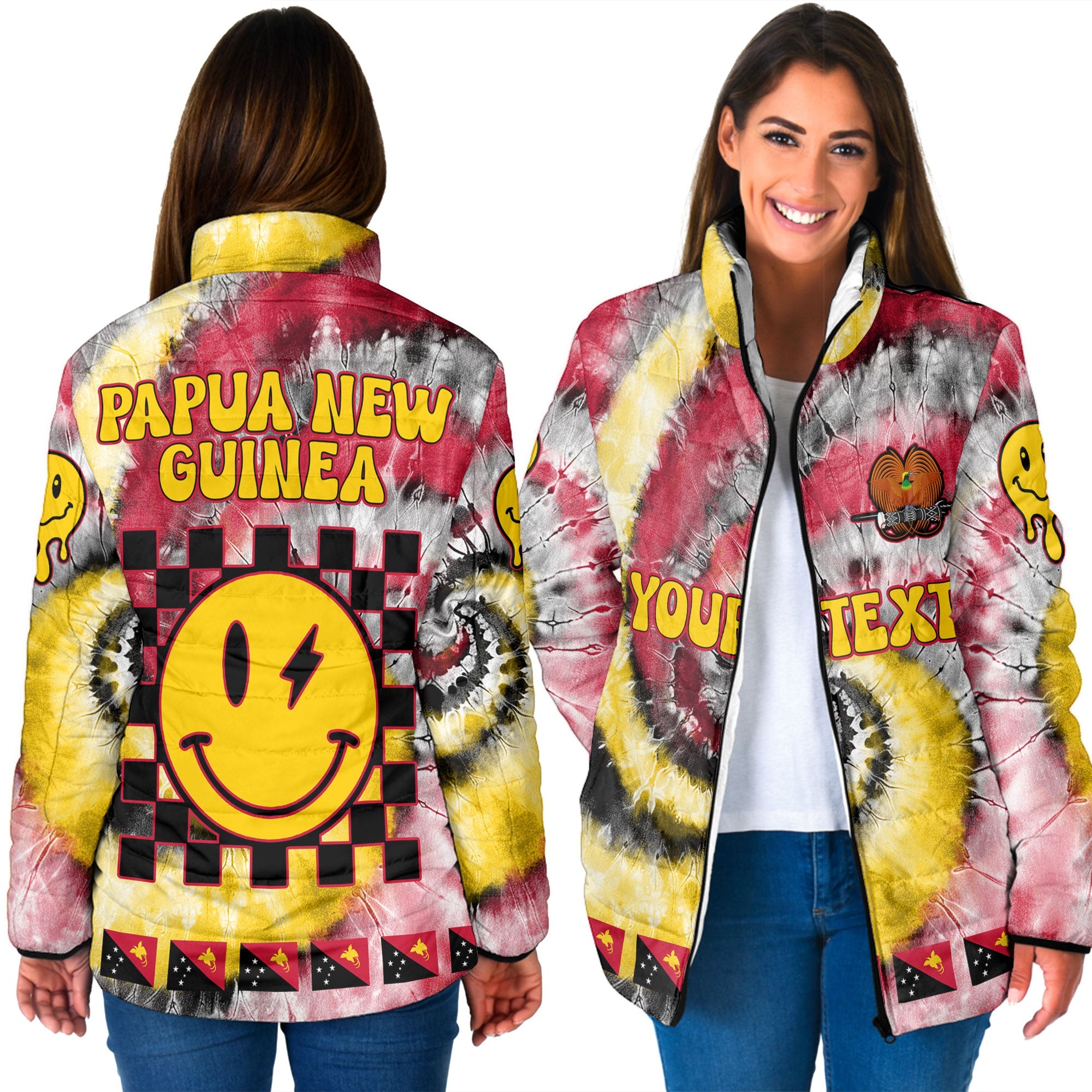 Papua New Guinea Women Padded Jacket Custom Tie Dye Style 3