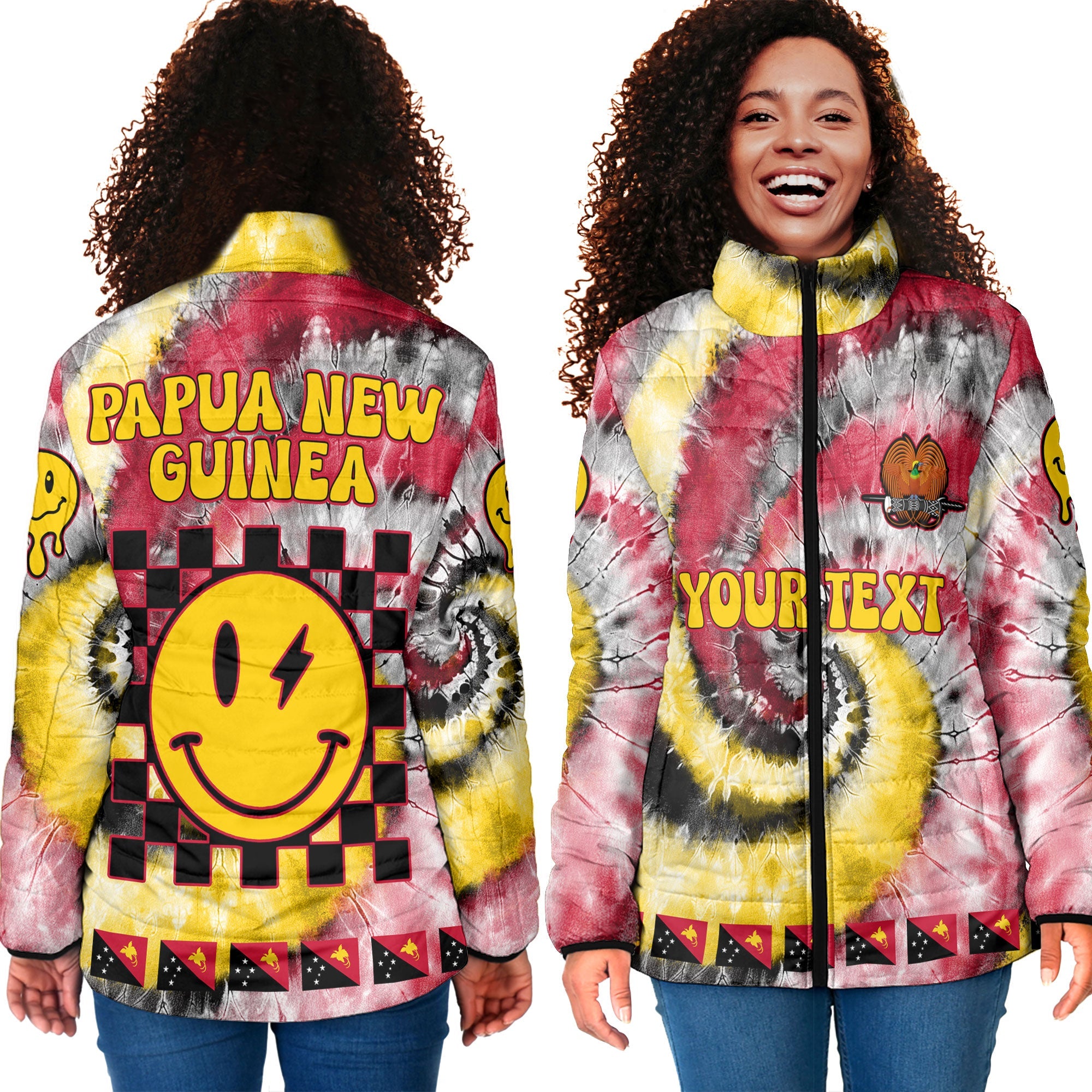 Papua New Guinea Women Padded Jacket Custom Tie Dye Style 4