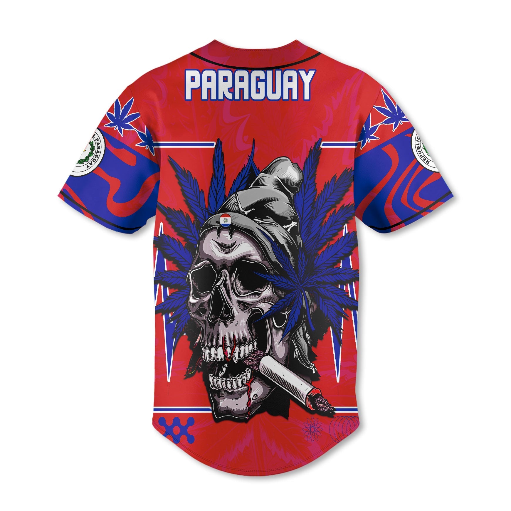 Paraguay Baseball Jersey Flag & Coat Of Arms Marijuanas Style