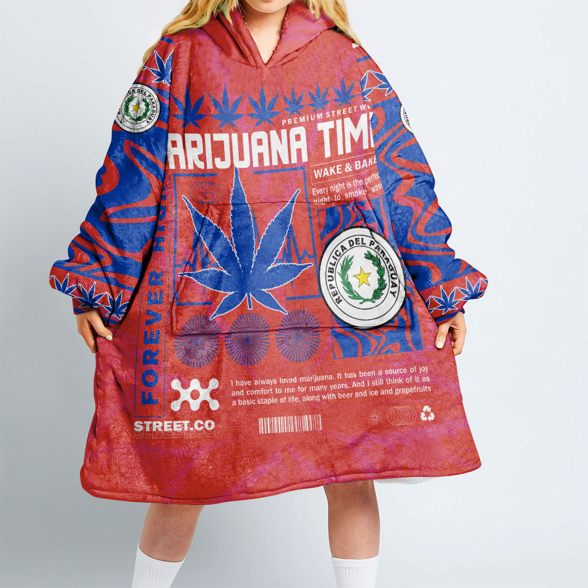 Paraguay Snug Hoodie Flag & Coat Of Arms Marijuanas Style