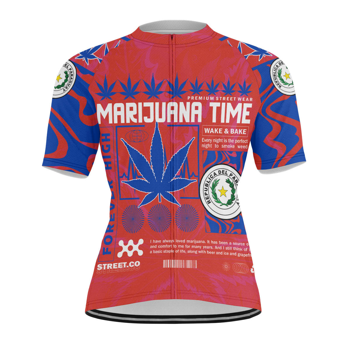 Paraguay Men's Cycling Jersey Flag & Coat Of Arms Marijuanas Style