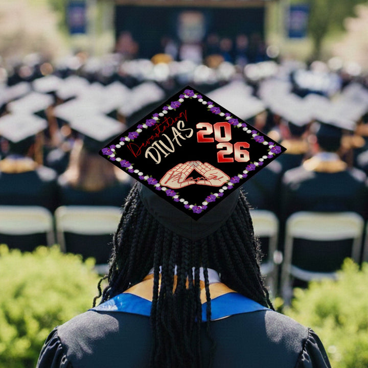 Personalized Delta Sigma Theta Graduation Cap Black Greek Handsign Sty ...