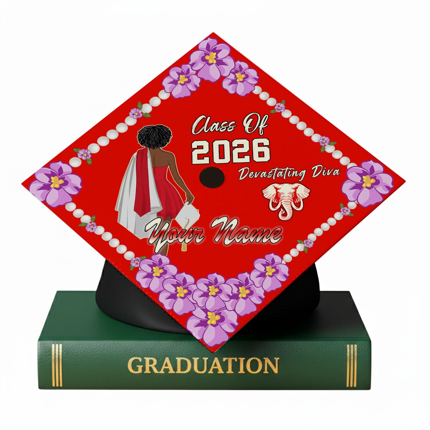 Personalized Delta Sigma Theta Graduation Cap Red Graduate Silhouette ...
