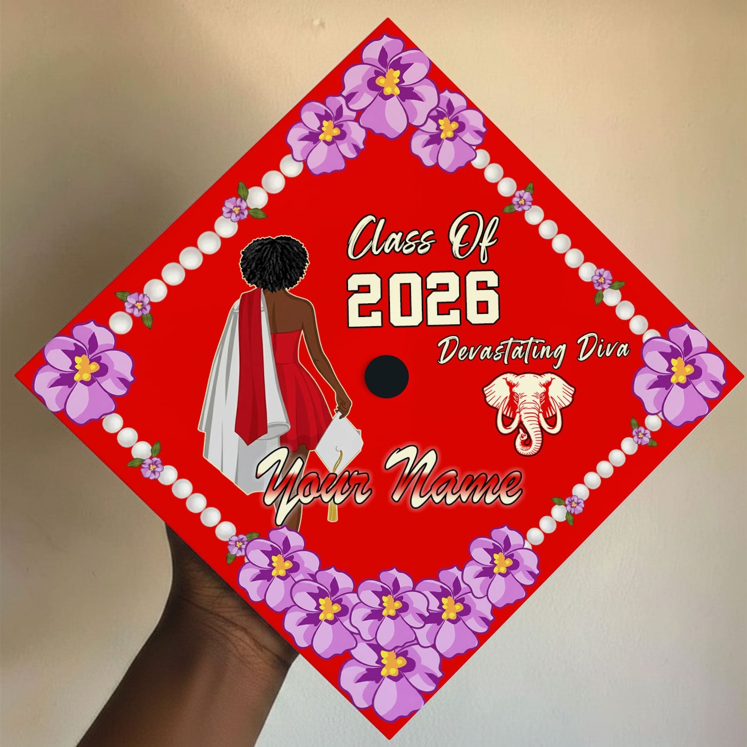 Personalized Delta Sigma Theta Graduation Cap Red Graduate Silhouette ...