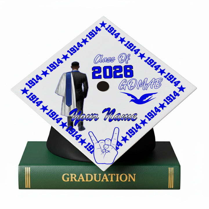 Personalized Phi Beta Sigma Graduation Cap White Graduate Silhouette S ...