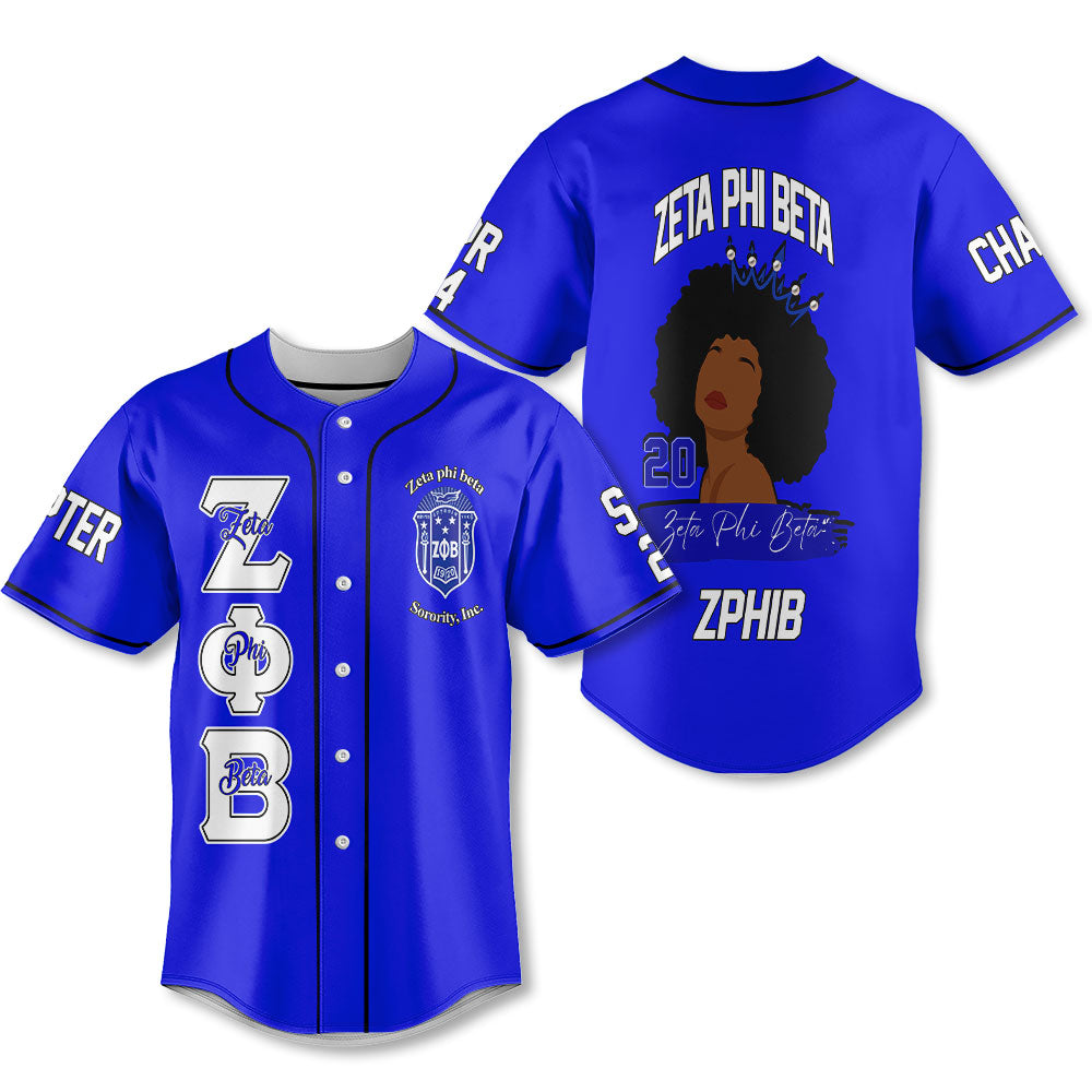 Personalized Zeta Phi Beta Baseball Jerseys Royal Blue The Zeta Queen Style