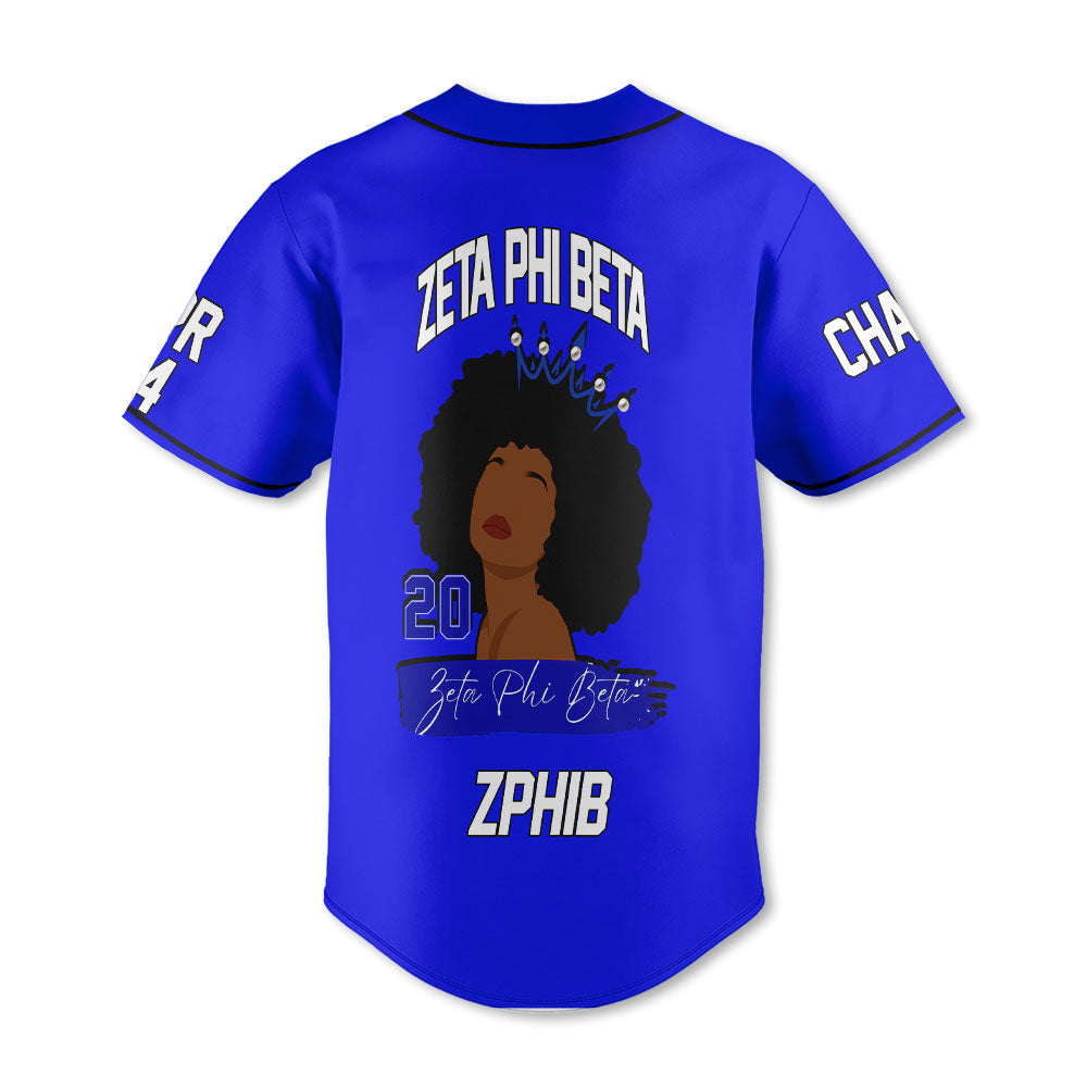 Personalized Zeta Phi Beta Baseball Jerseys Royal Blue The Zeta Queen Style