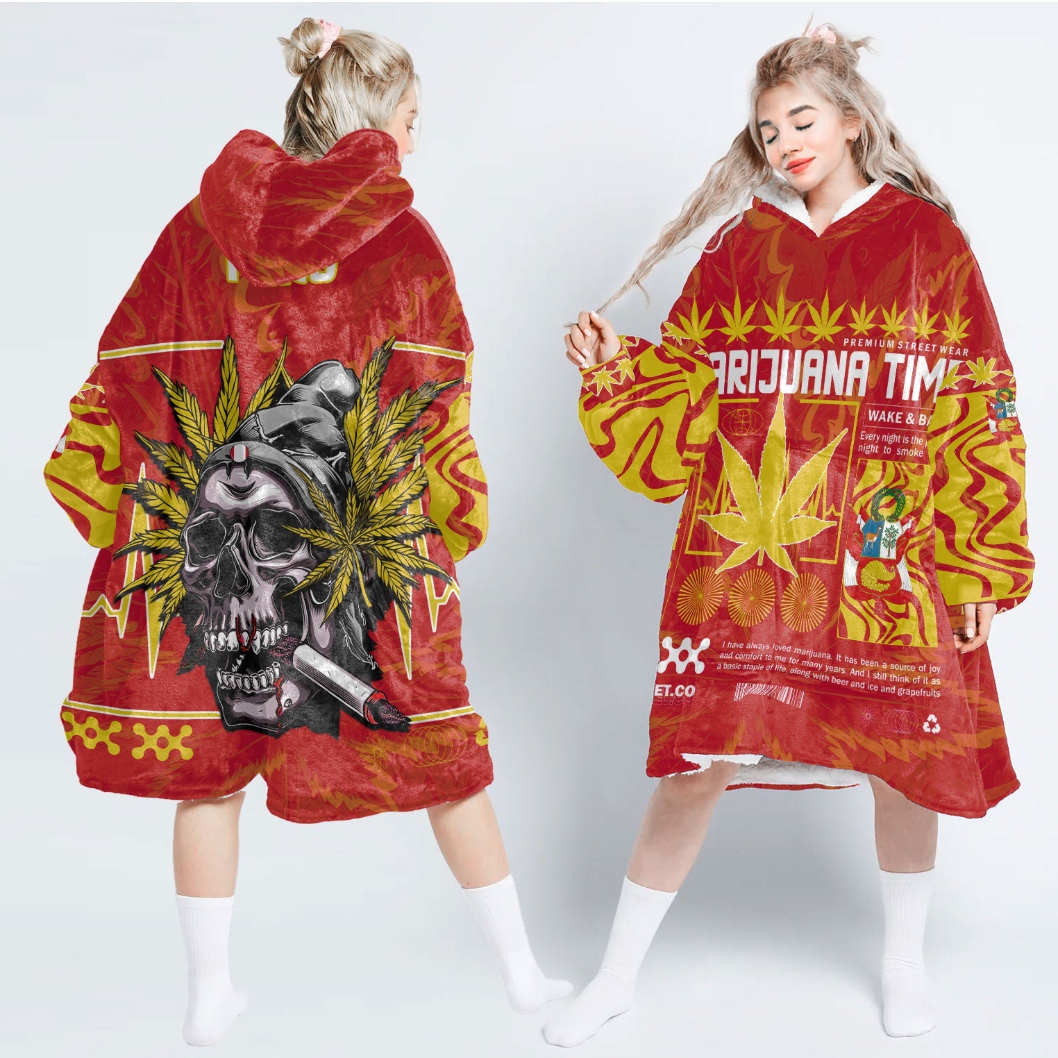 Peru Snug Hoodie Flag & Coat Of Arms Marijuanas Style