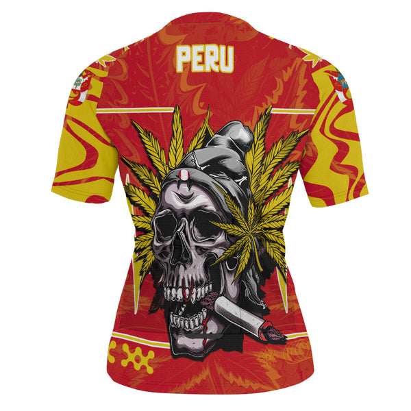 Peru Men's Cycling Jersey Flag & Coat Of Arms Marijuanas Style