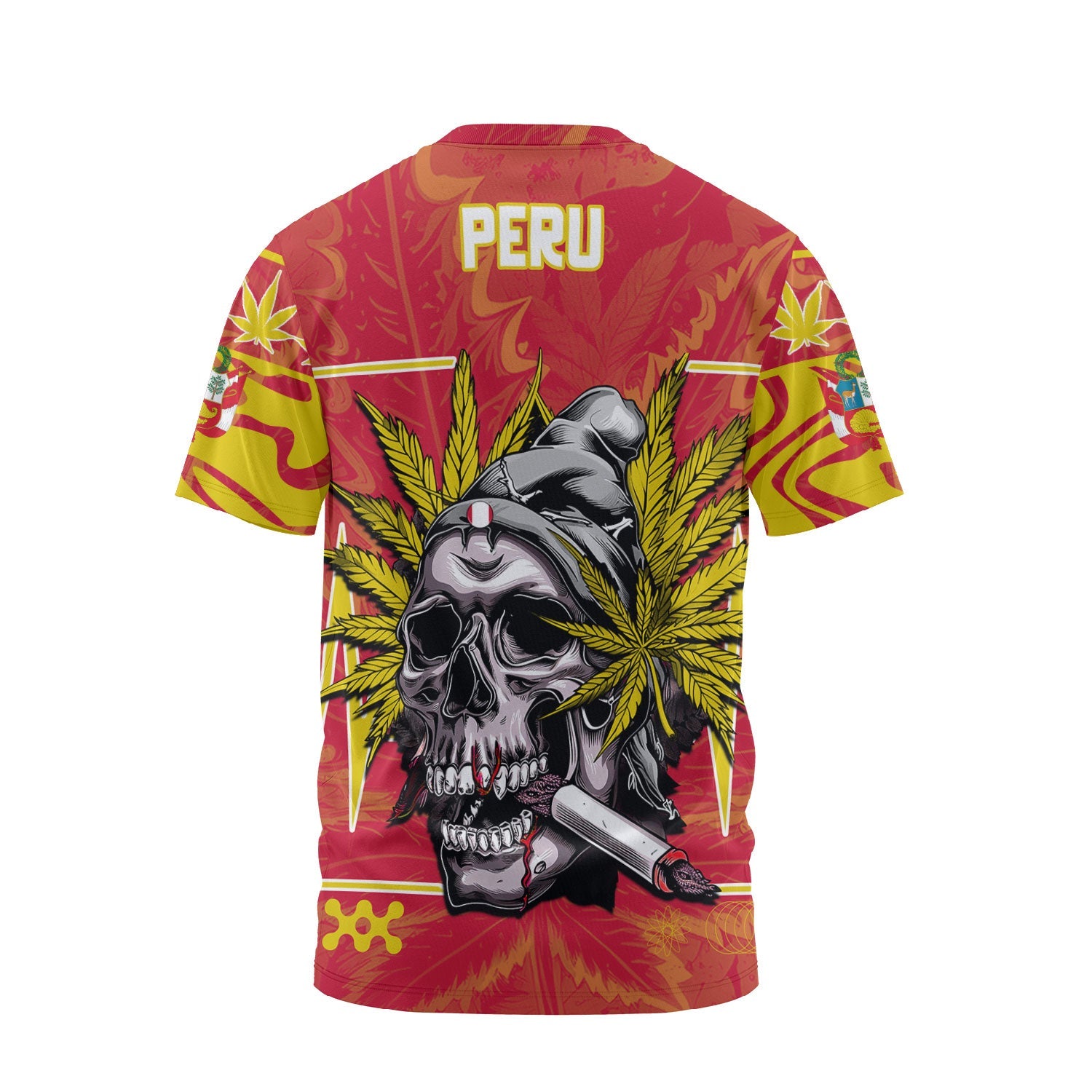 Peru T Shirt Flag & Coat Of Arms Marijuanas Style