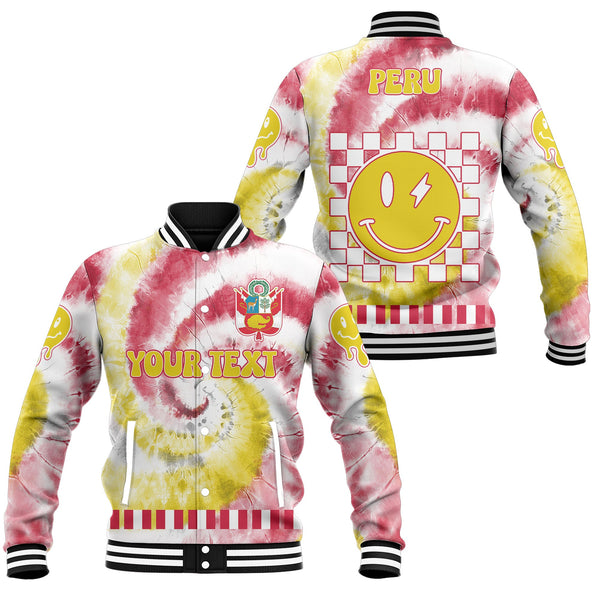 Peru Baseball Jacket Custom Tie Dye Style 1