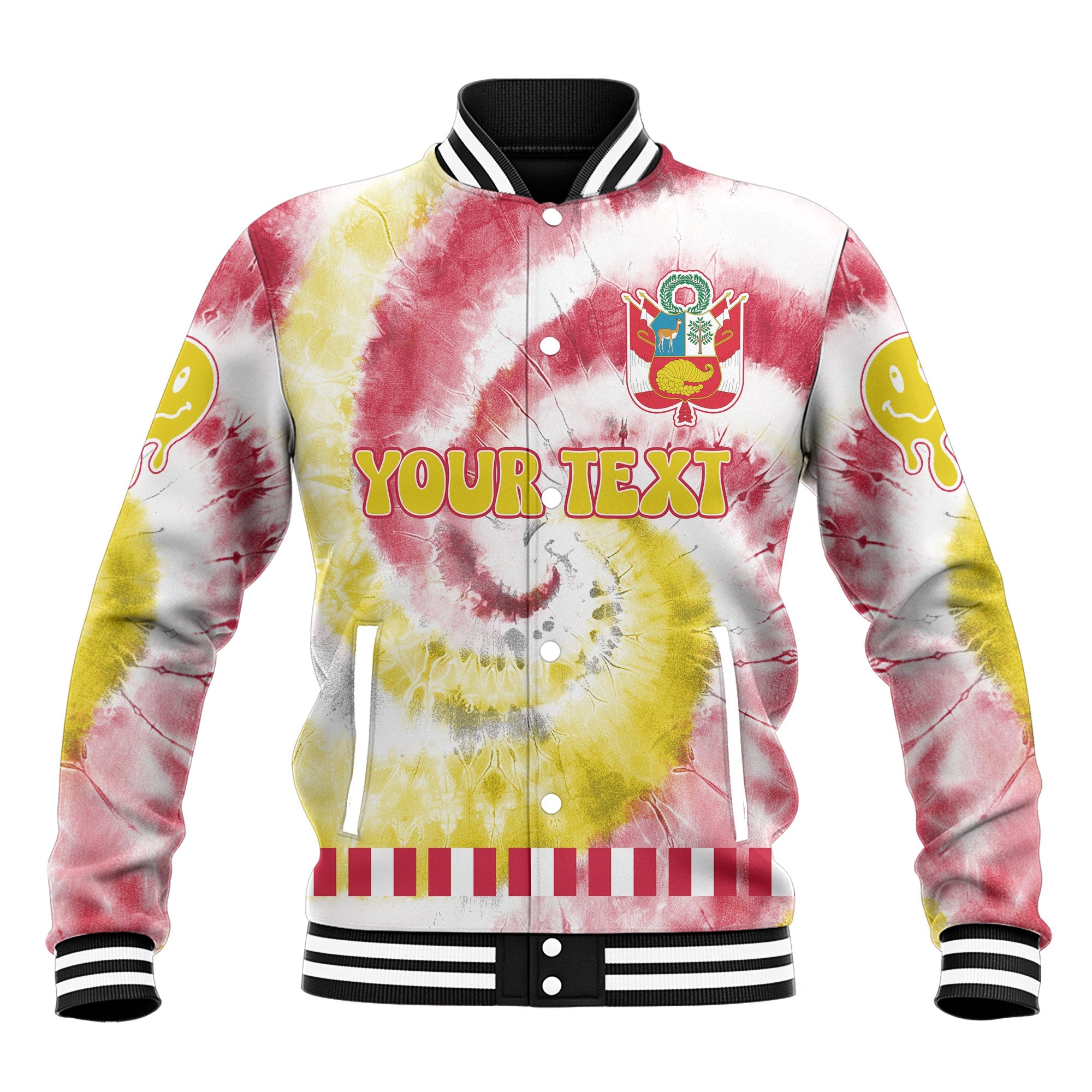 Peru Baseball Jacket Custom Tie Dye Style 2