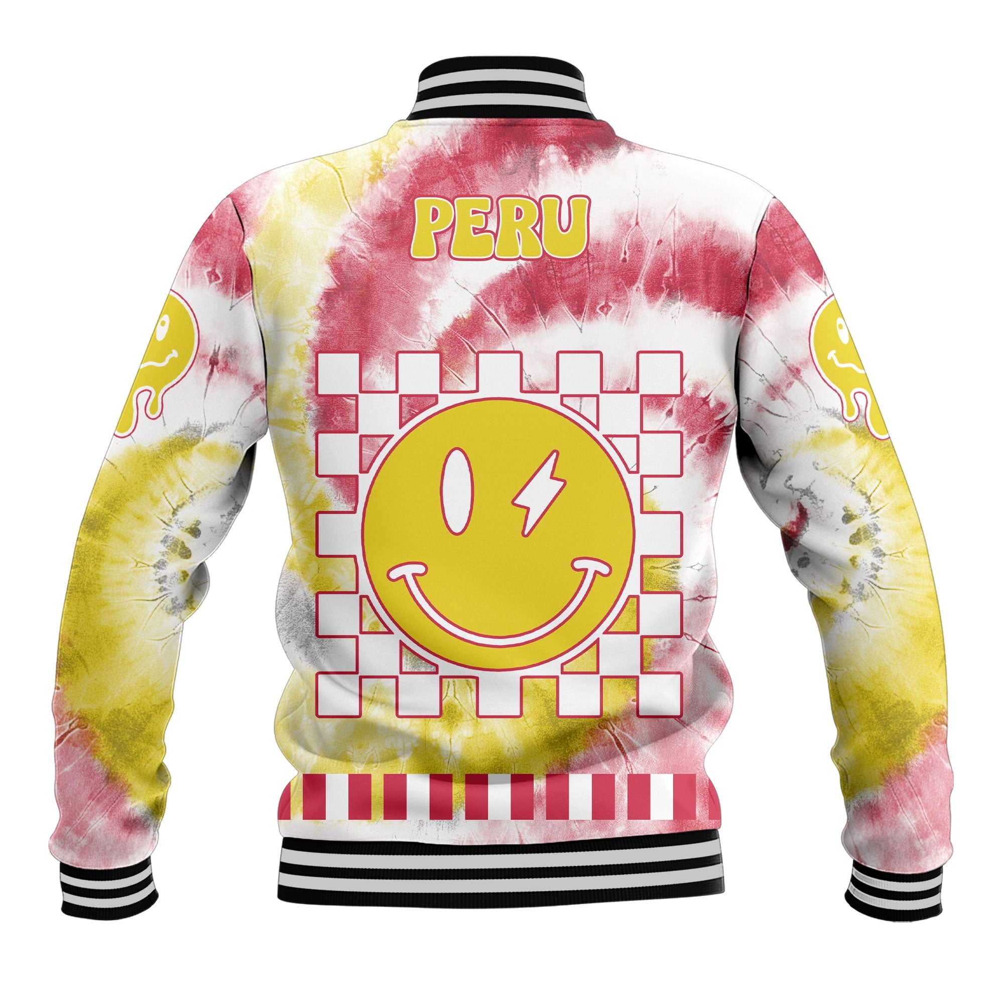 Peru Baseball Jacket Custom Tie Dye Style 3