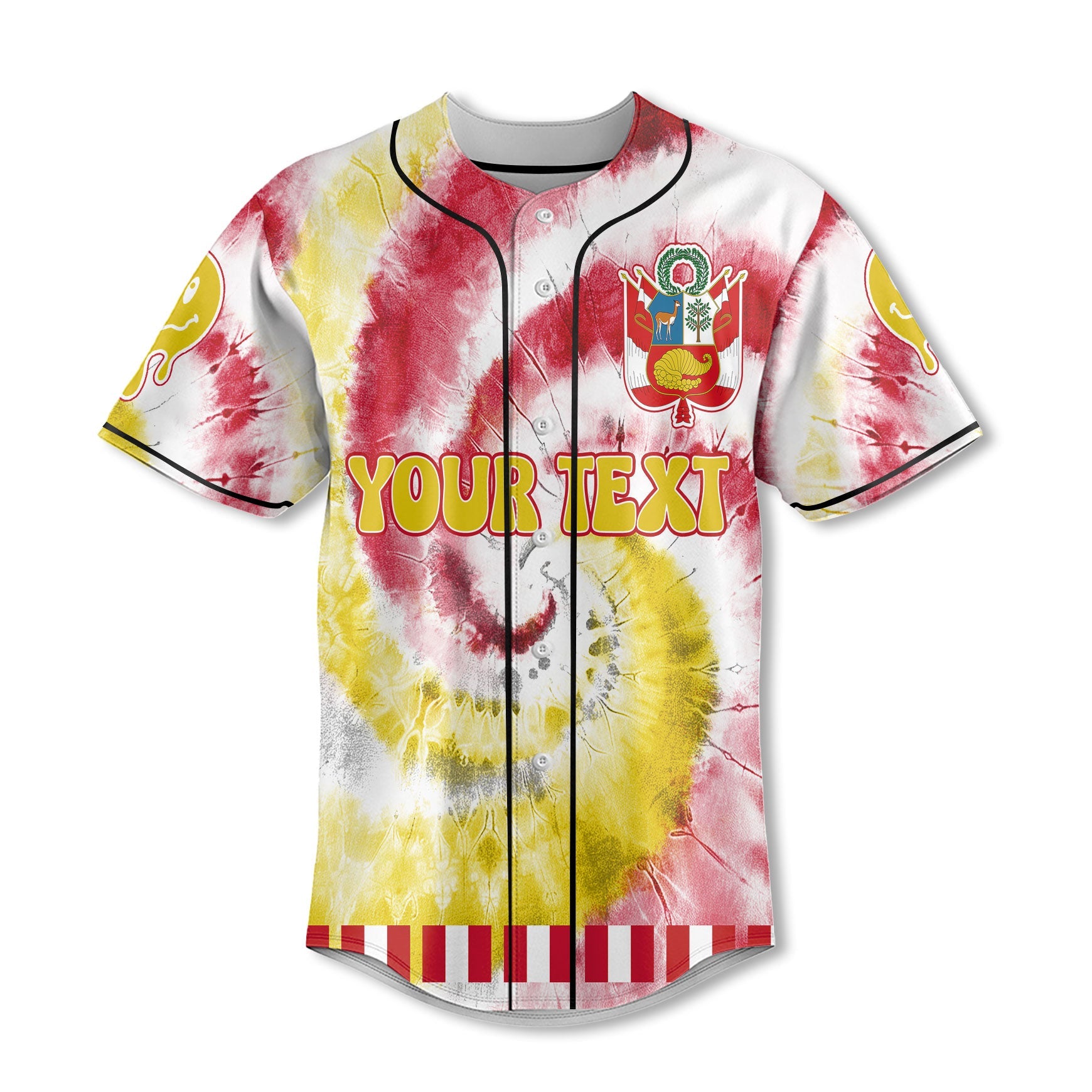 Peru Baseball Jersey Custom Tie Dye Style 2