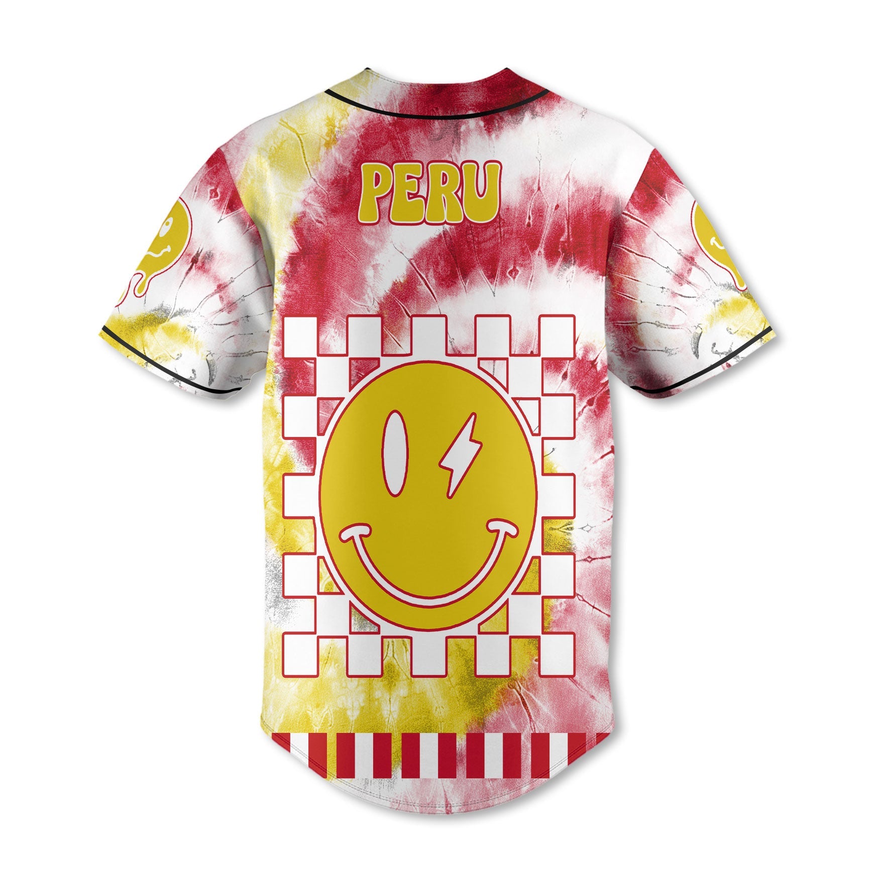 Peru Baseball Jersey Custom Tie Dye Style 3