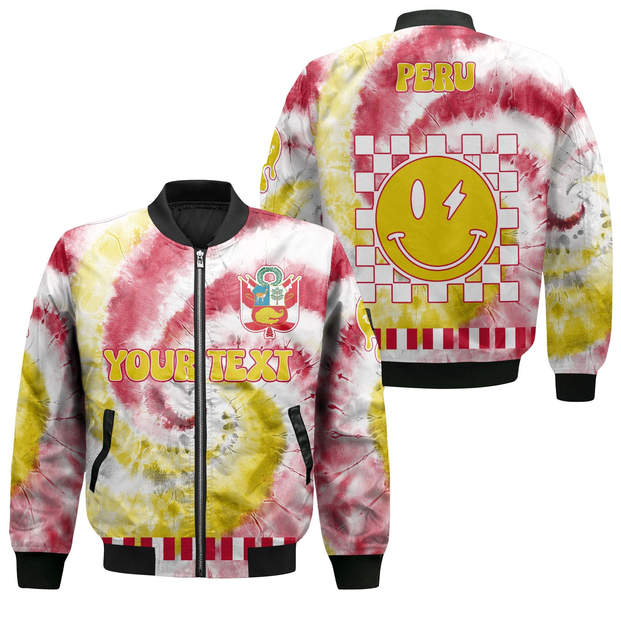 Peru Bomber Jacket Custom Tie Dye Style 1