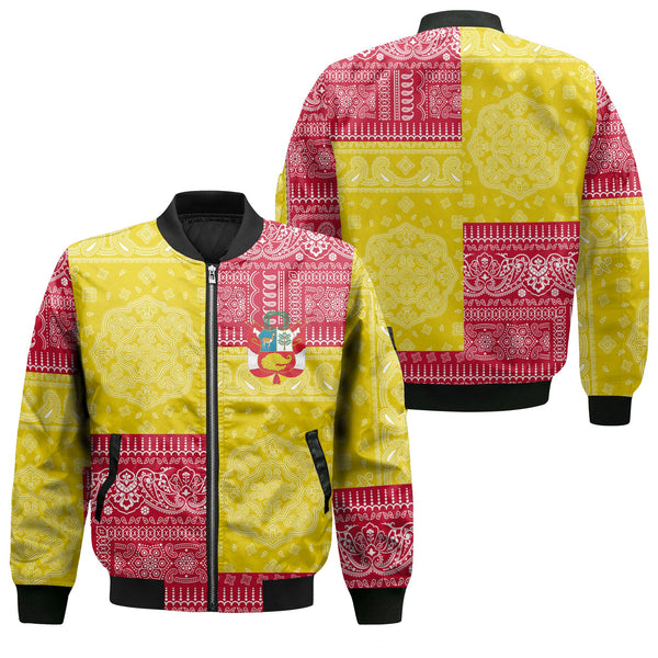 Peru Bomber Jacket Flag And Paisley Basic Style 1