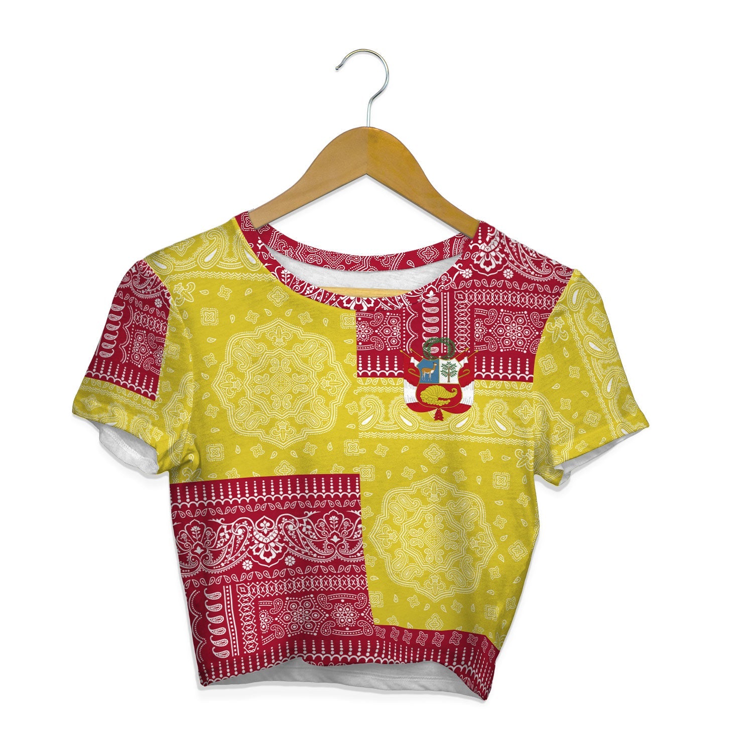 Peru Croptop T Shirt Flag And Paisley Basic Style 1