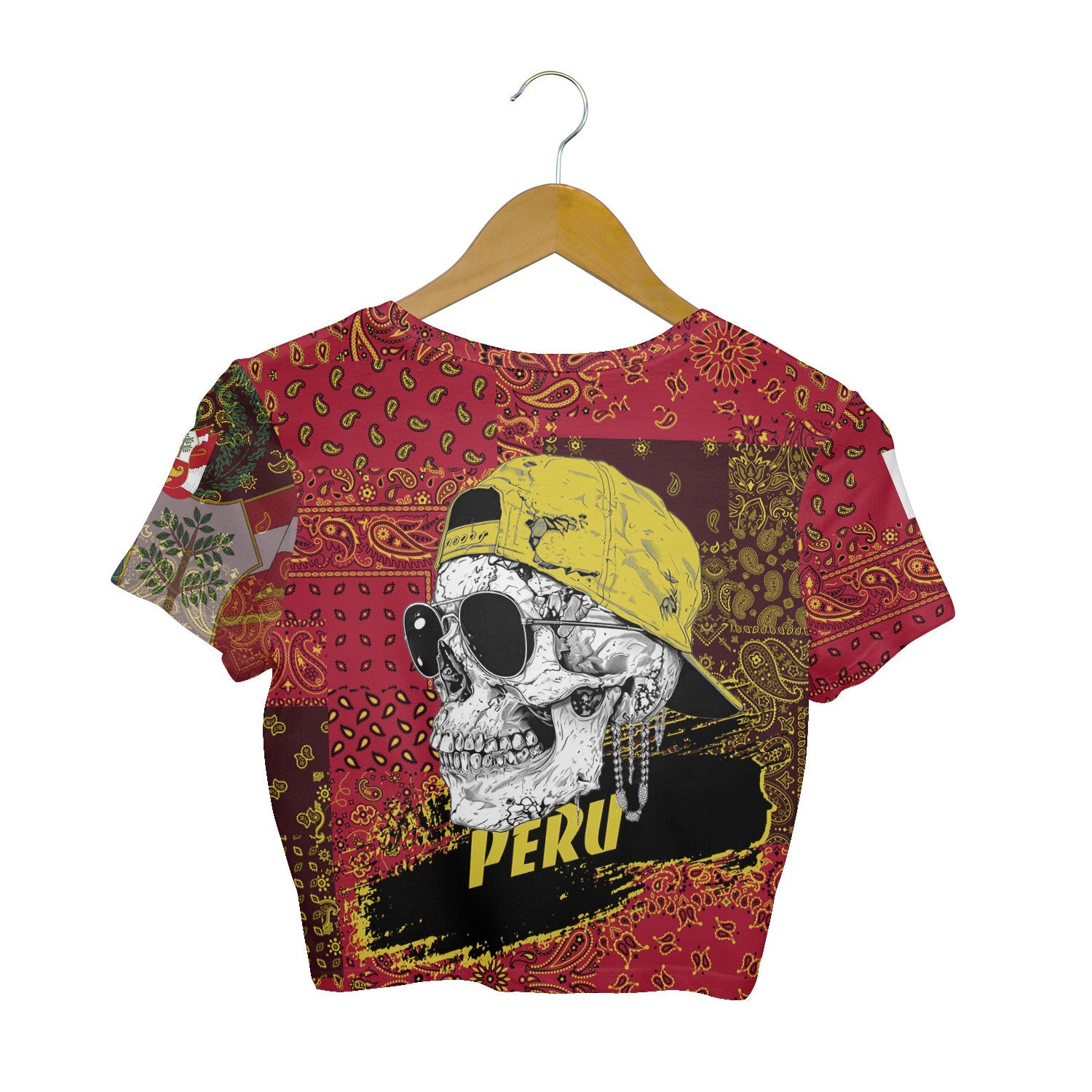 Peru Croptop T Shirt Paisley Flag And Skull Style 2