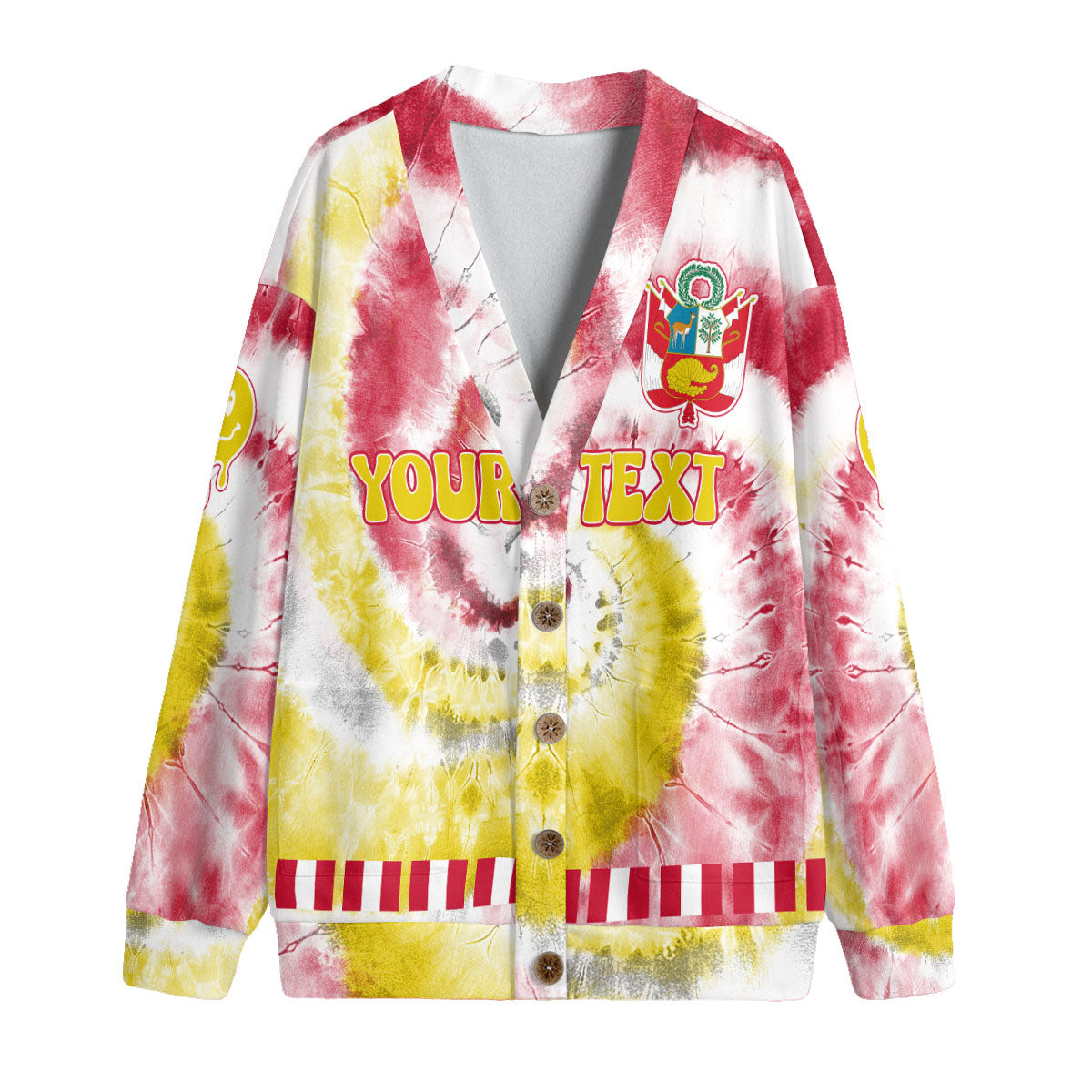 Peru Fleece Cardigan Custom Tie Dye Style 4