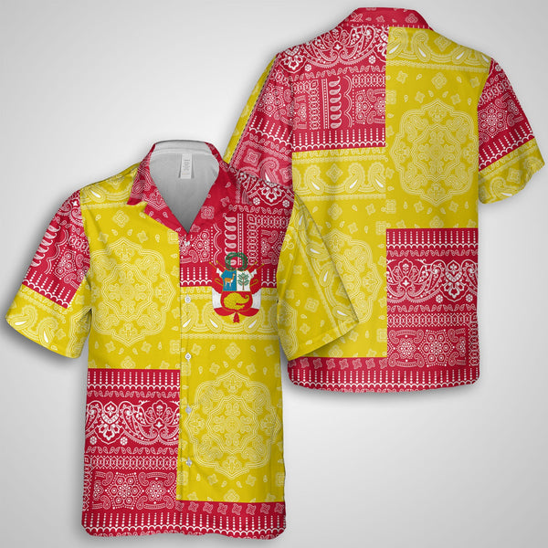 Peru Hawaiian Shirt Flag And Paisley Basic Style 1