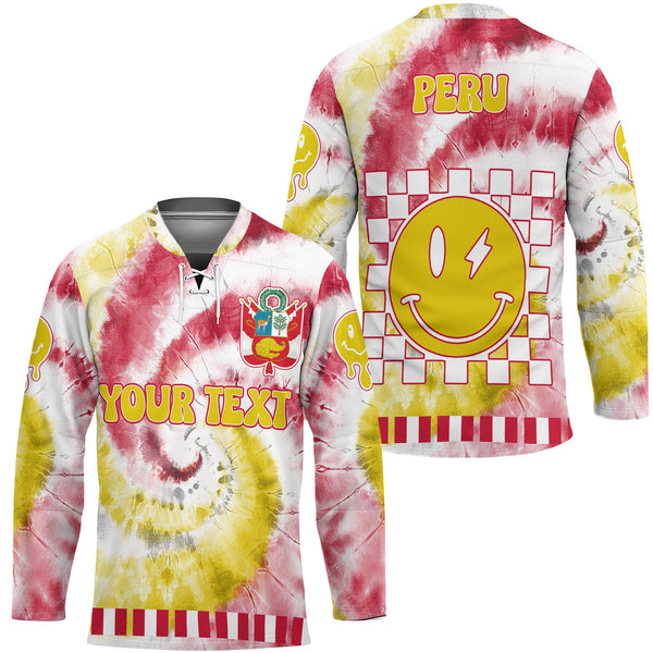 Peru Hockey Jersey Custom Tie Dye Style 1