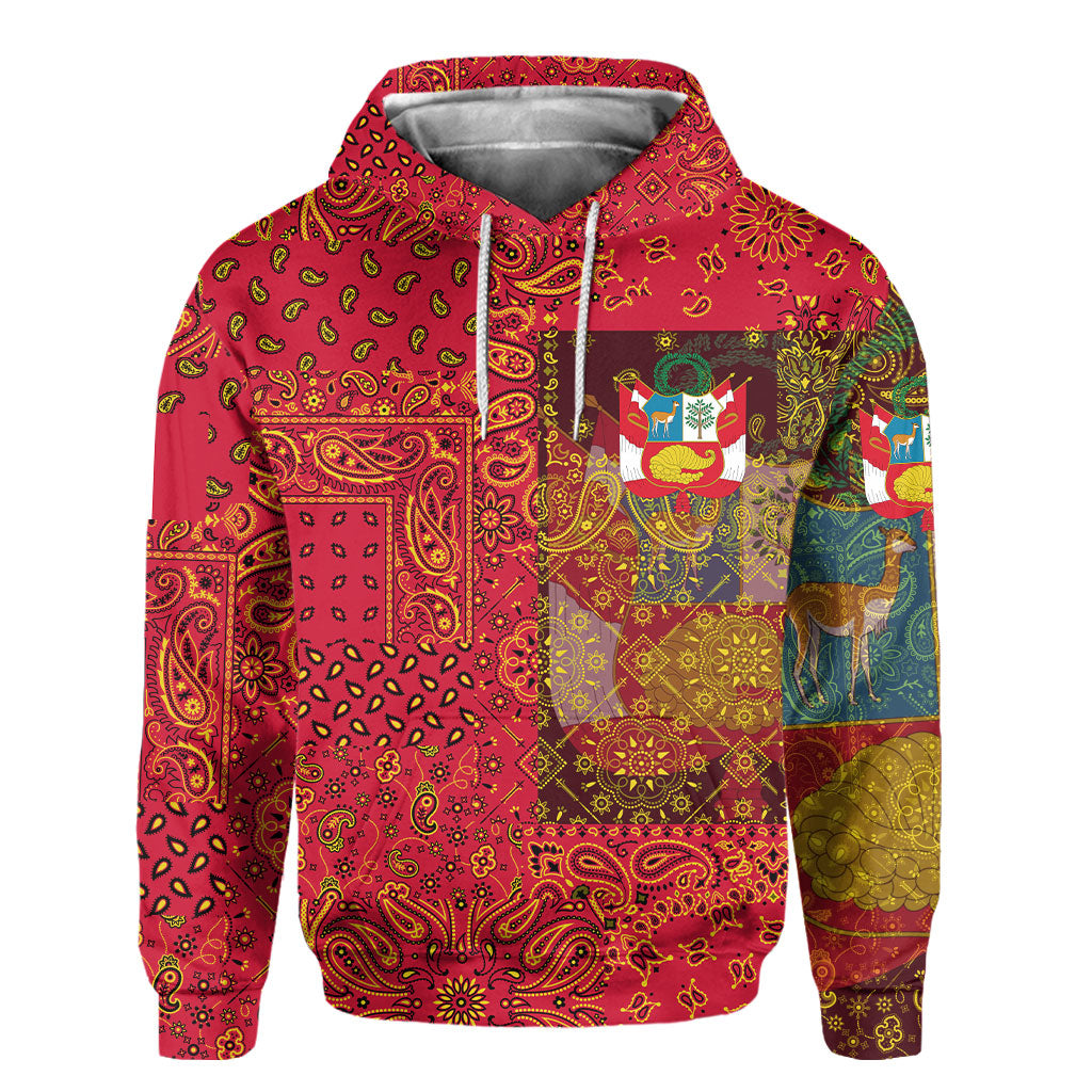 Peru Hoodie Paisley Flag And Skull Style 2