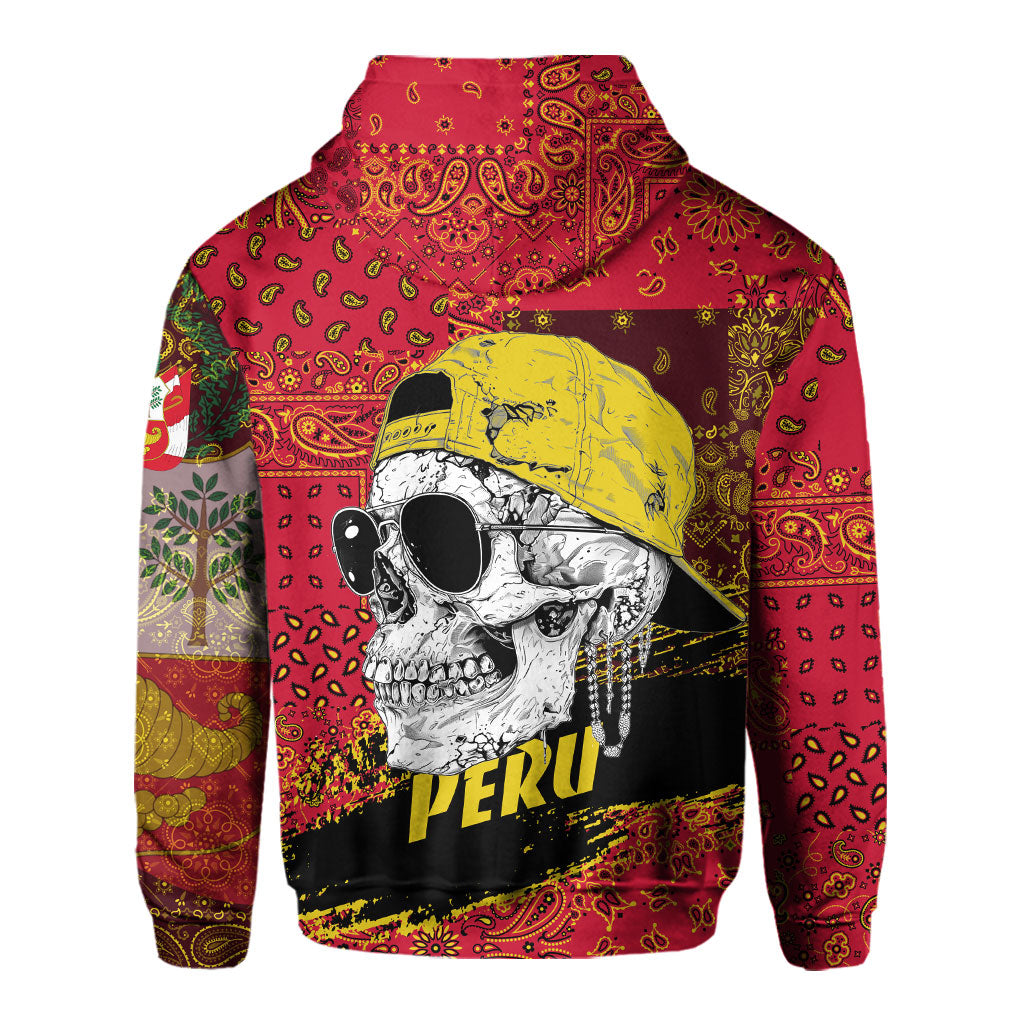 Peru Hoodie Paisley Flag And Skull Style 3