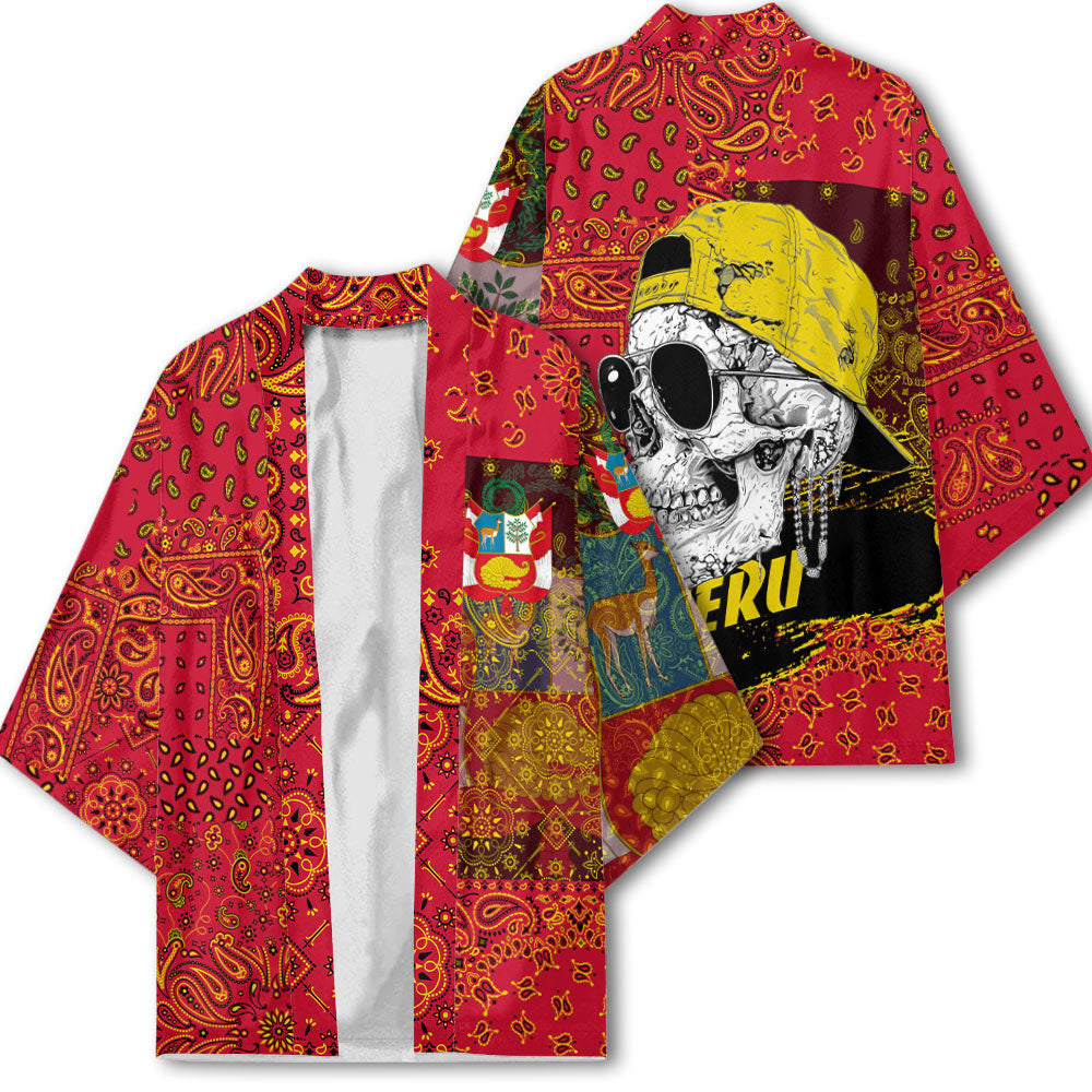 Peru Kimono Paisley Flag And Skull Style 2