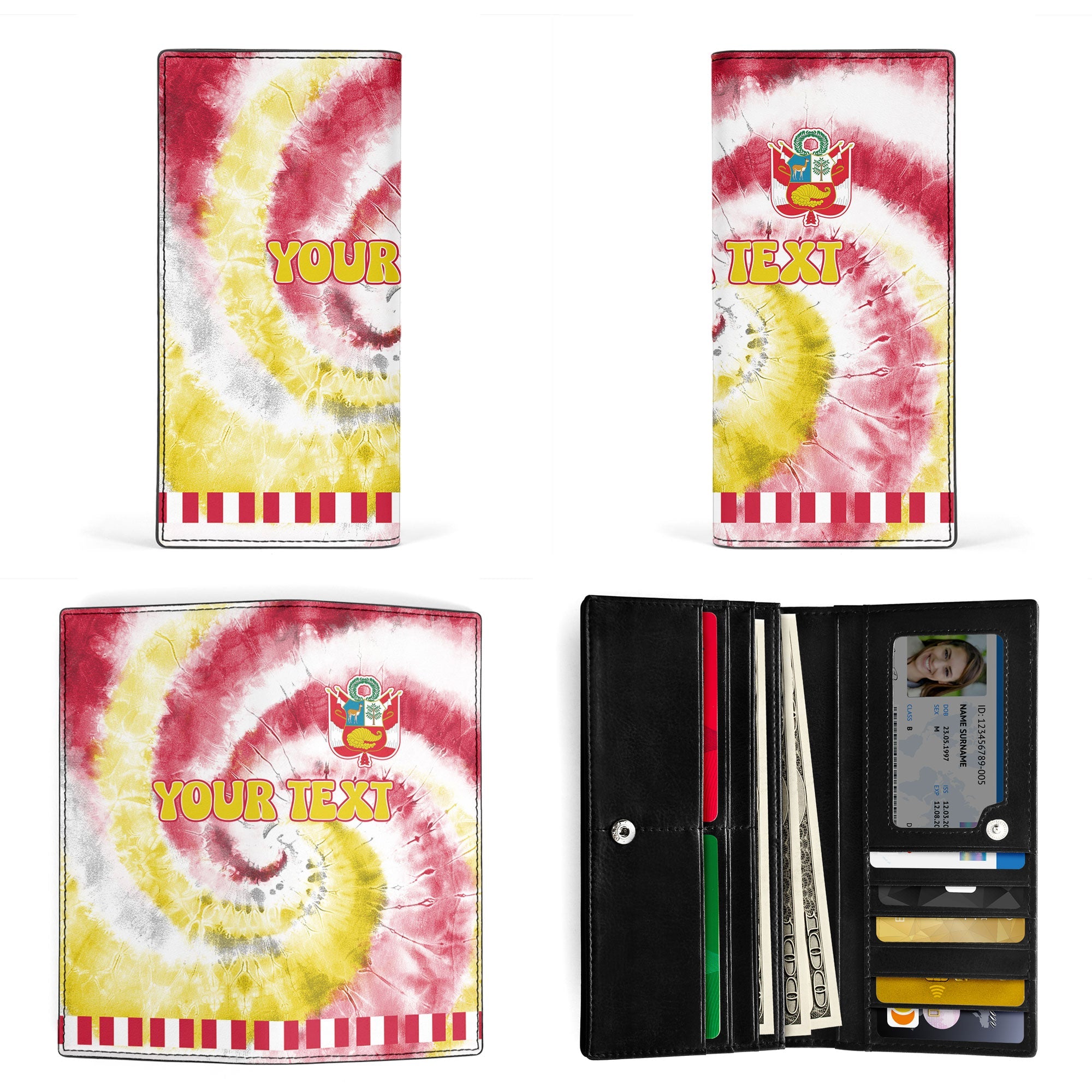 Peru Leather Wallet Custom Tie Dye Style 3