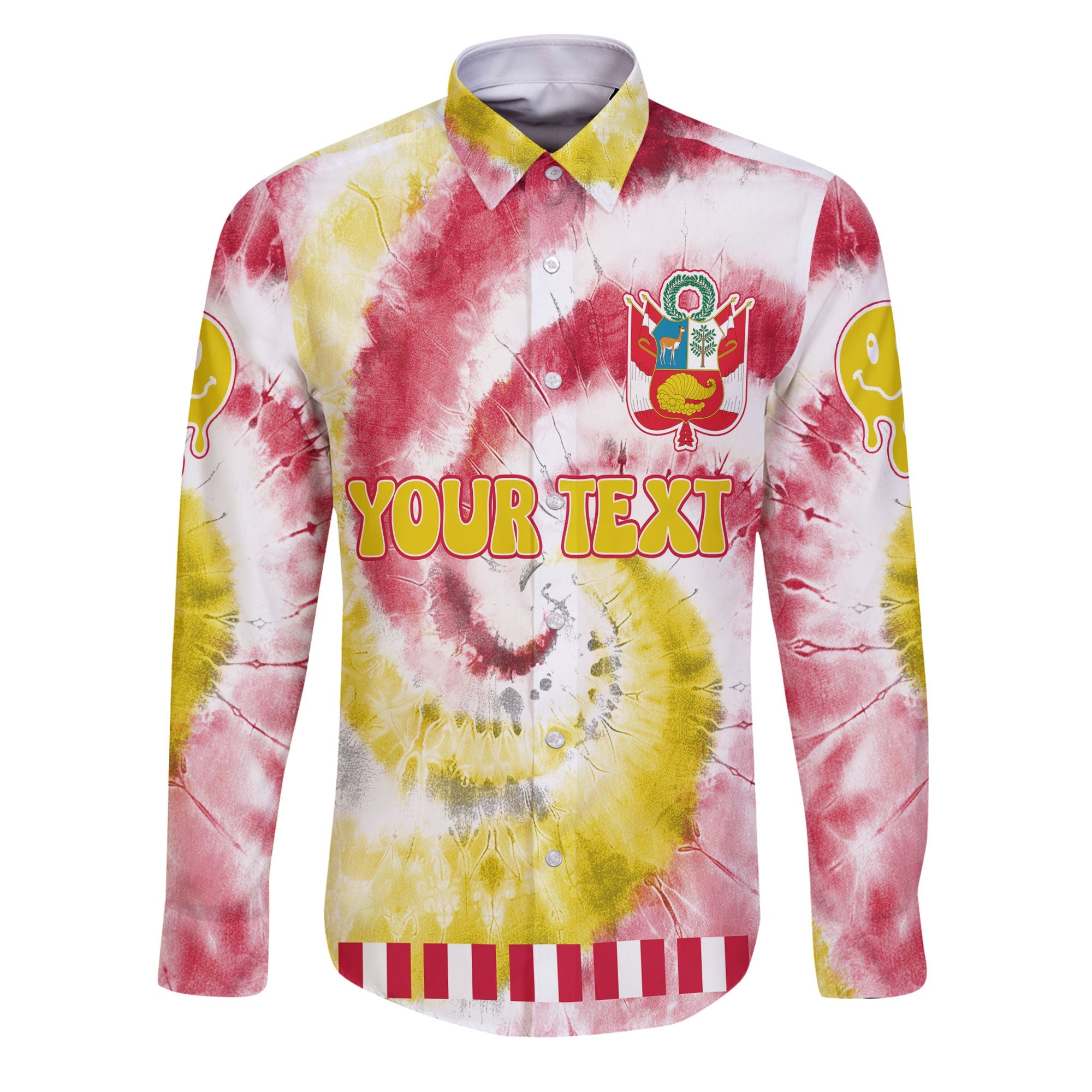 Peru Long Sleeve Button Shirt Custom Tie Dye Style 1