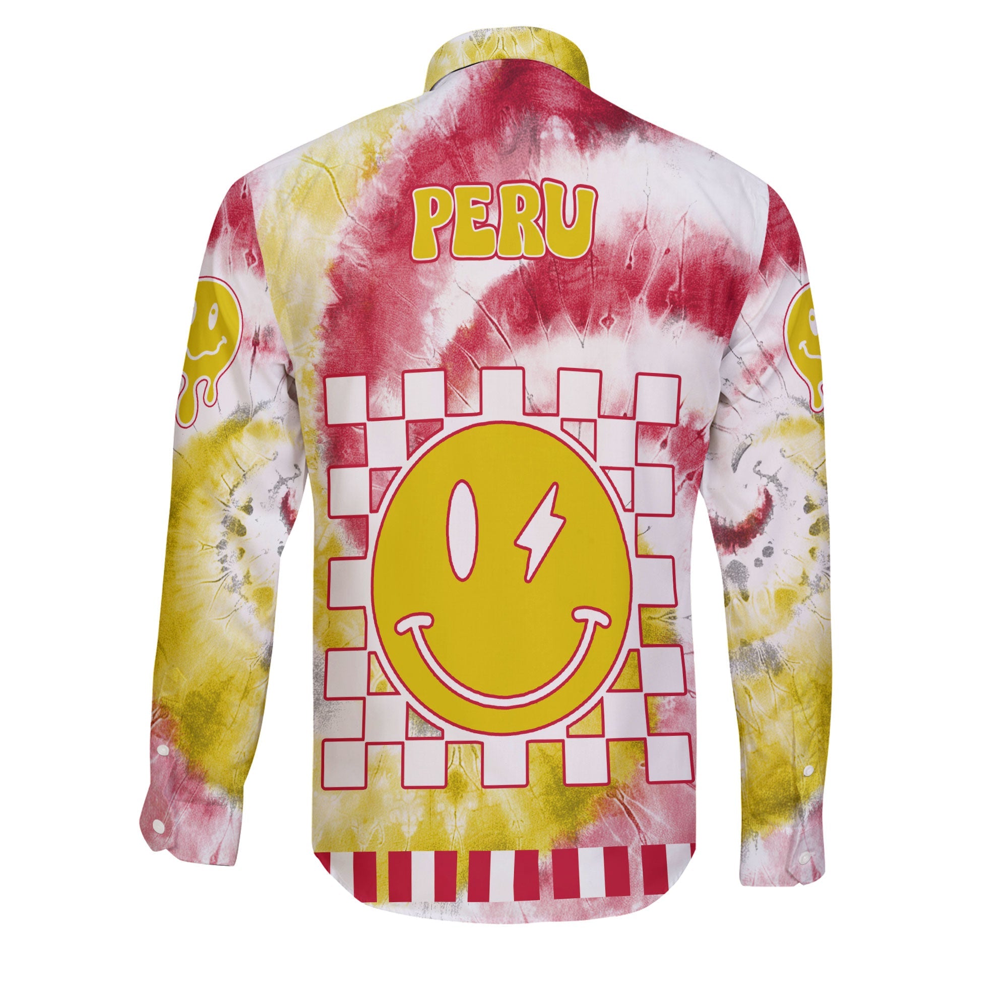 Peru Long Sleeve Button Shirt Custom Tie Dye Style 2