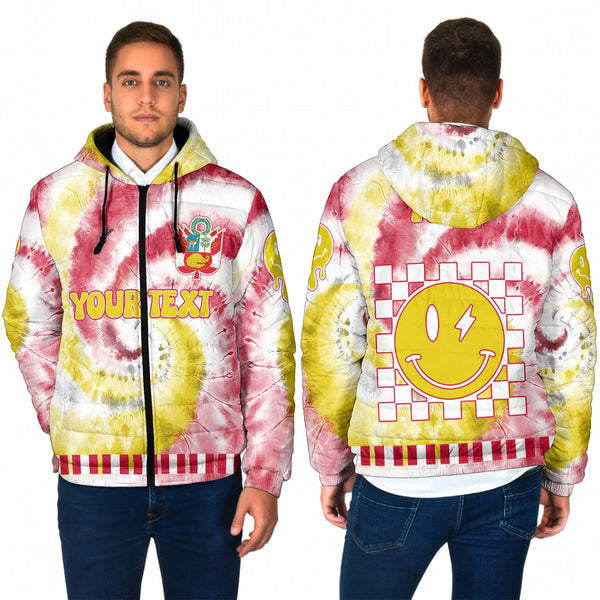 Peru Men Hooded Padded Jacket Custom Tie Dye Style 1