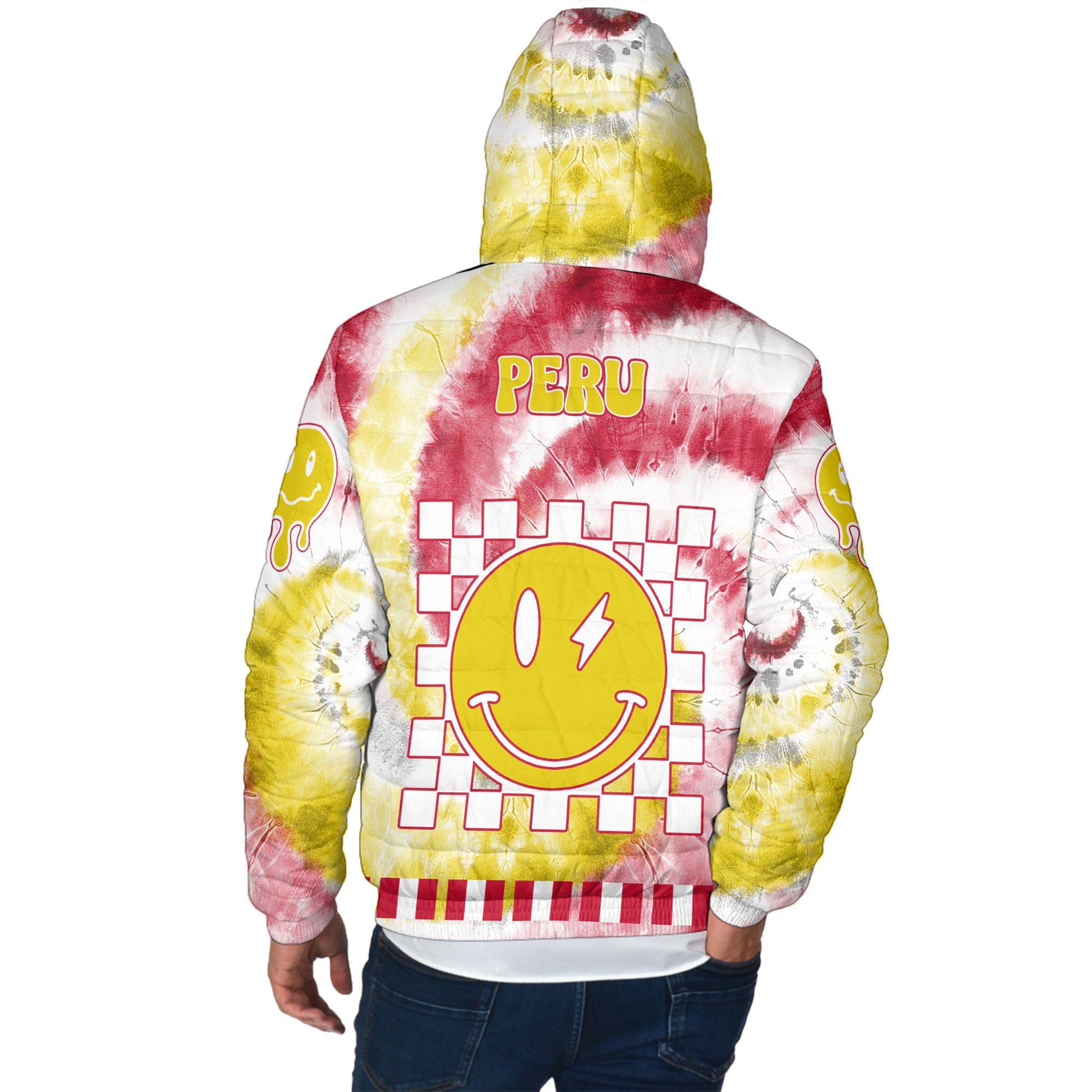 Peru Men Hooded Padded Jacket Custom Tie Dye Style 3