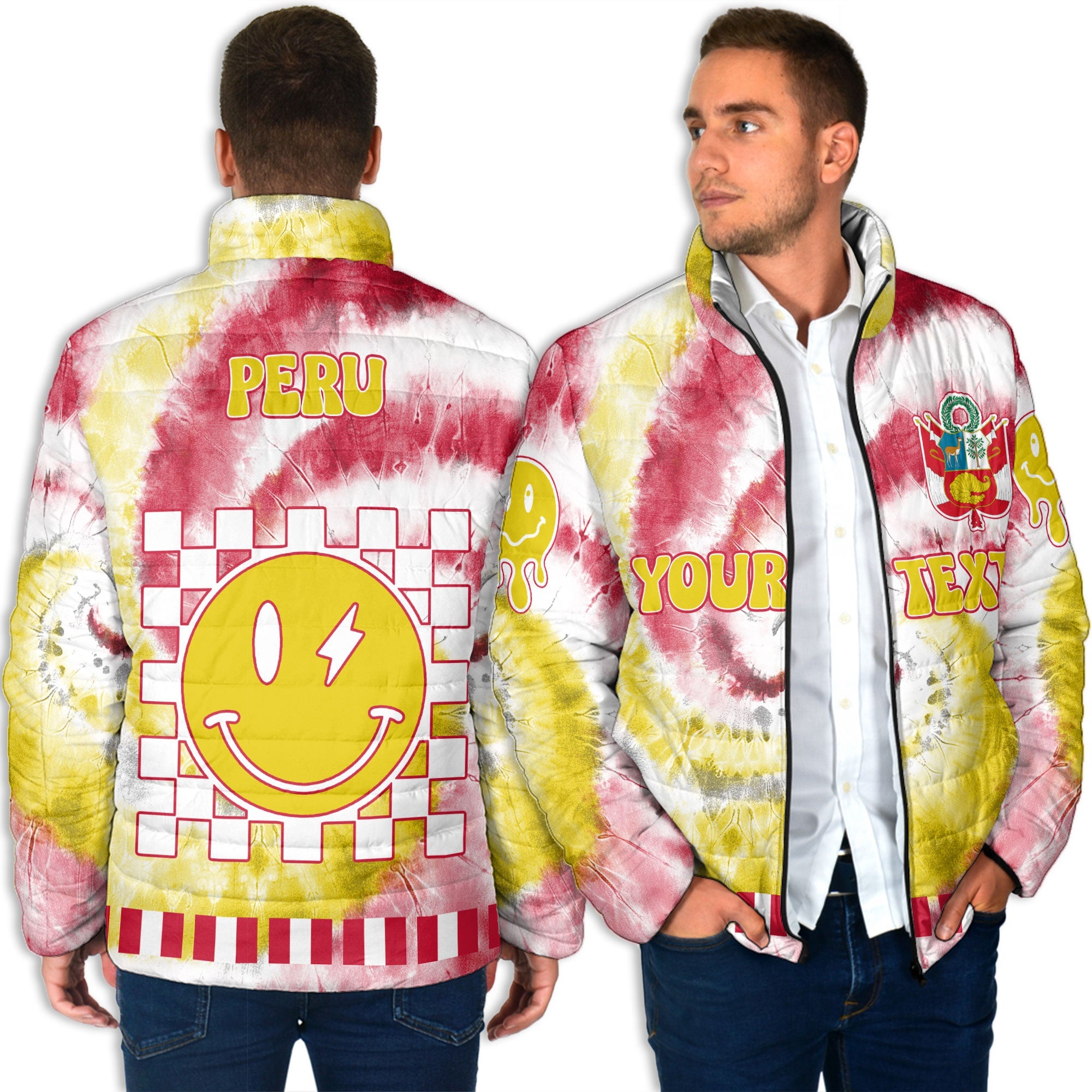 Peru Men Padded Jacket Custom Tie Dye Style 4