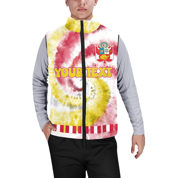 Peru Men Padded Jacket Vest Custom Tie Dye Style 1