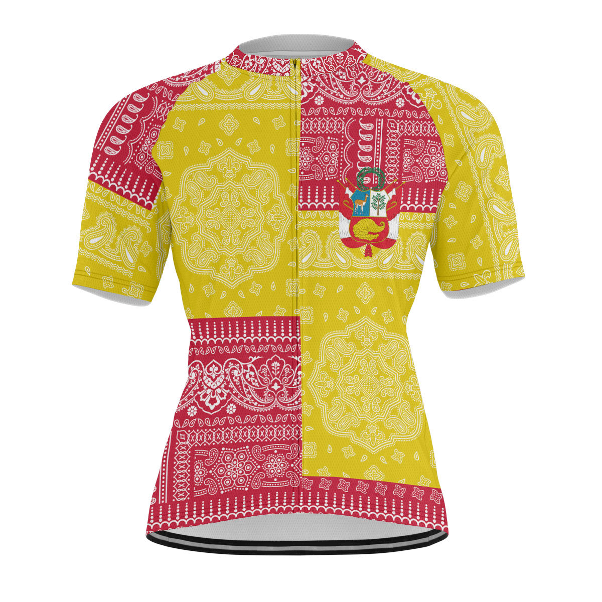 Peru Men Cycling Jersey Flag And Paisley Basic Style 1