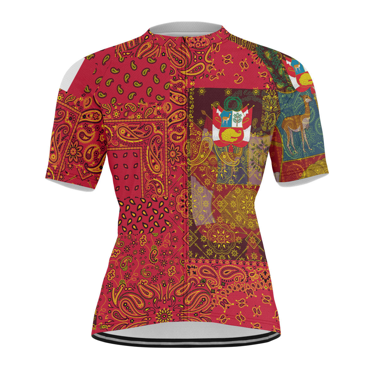 Peru Men Cycling Jersey Paisley Flag And Skull Style 1