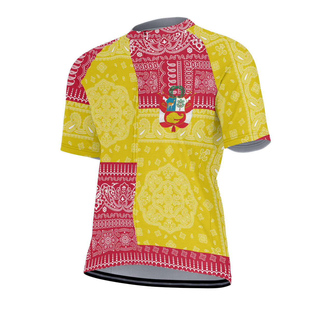 Peru Men Cycling Jersey Flag And Paisley Basic Style 2