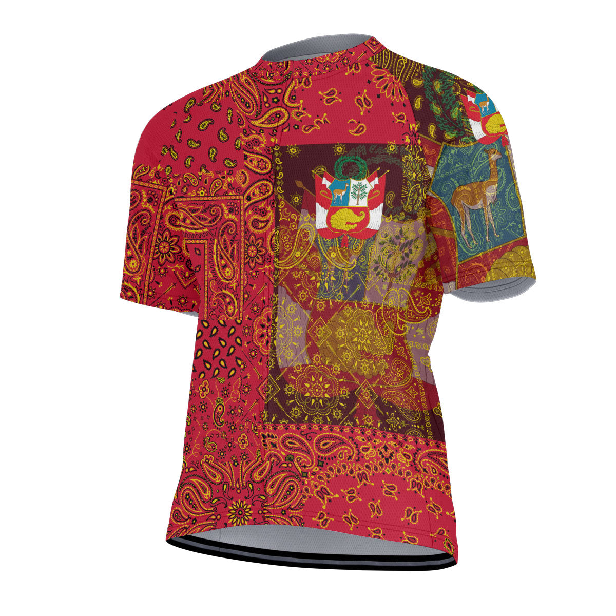 Peru Men Cycling Jersey Paisley Flag And Skull Style 2