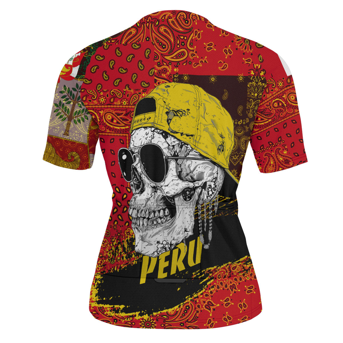 Peru Men Cycling Jersey Paisley Flag And Skull Style 3