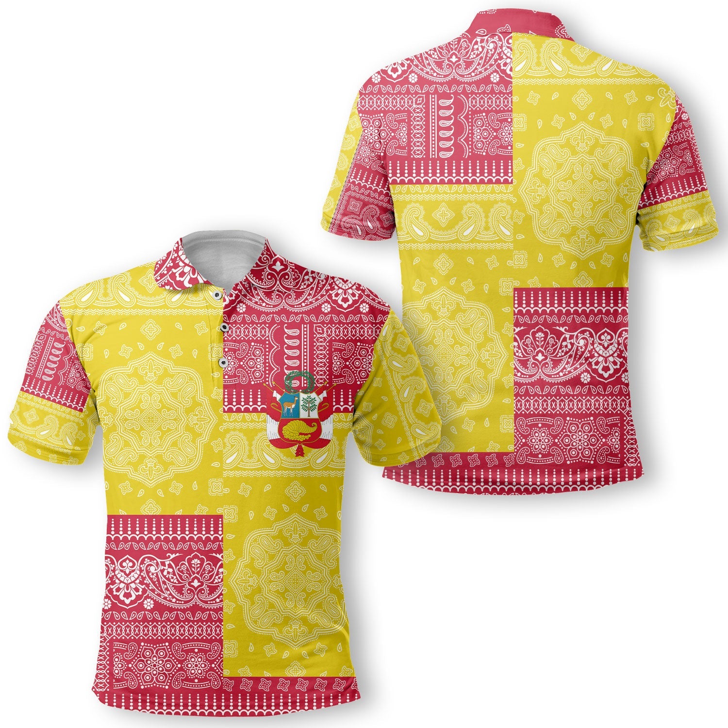 Peru Polo Shirt Flag And Paisley Basic Style 1