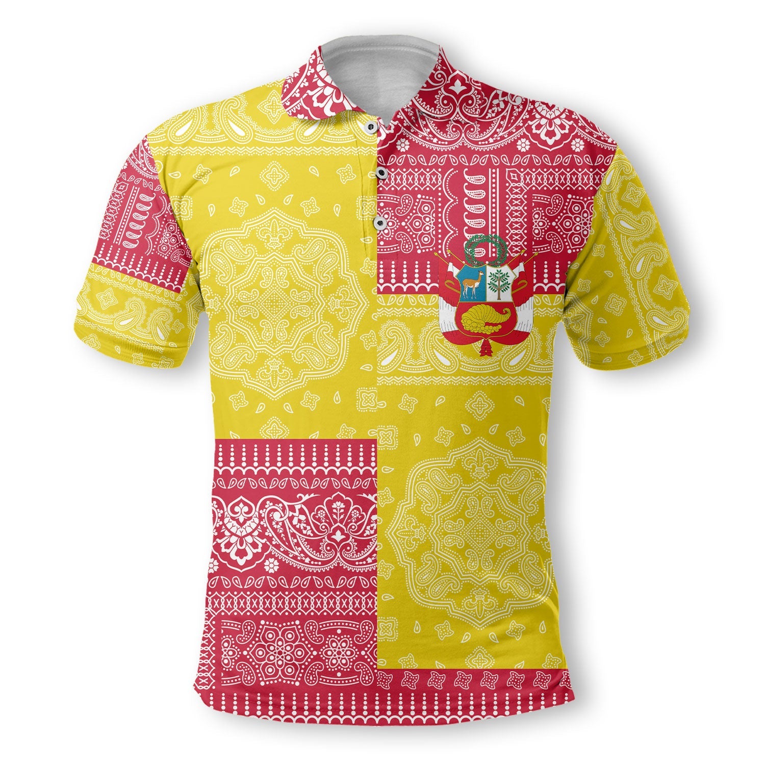 Peru Polo Shirt Flag And Paisley Basic Style 2