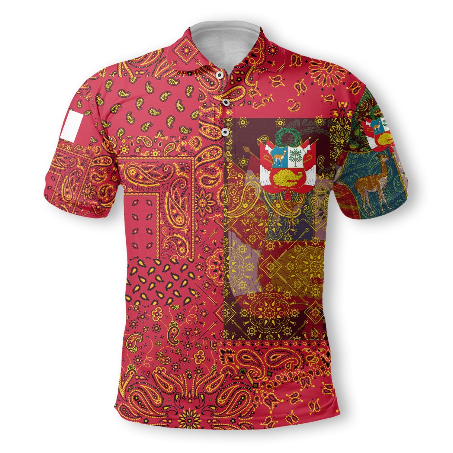 Peru Polo Shirt Paisley Flag And Skull Style 2