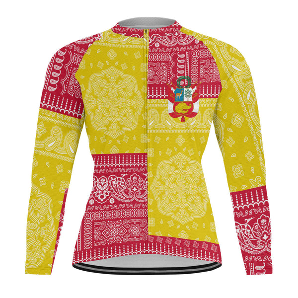 Peru Raglan Men Cycling Jersey Long Sleeve Flag And Paisley Basic Style 1