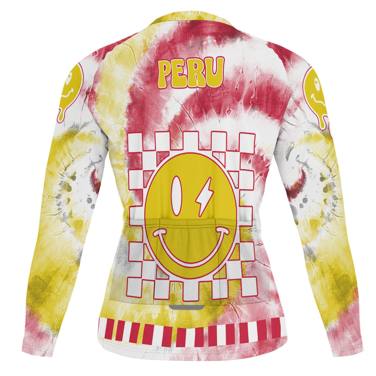 Peru Raglan Men Cycling Jersey Long Sleeve Custom Tie Dye Style 1