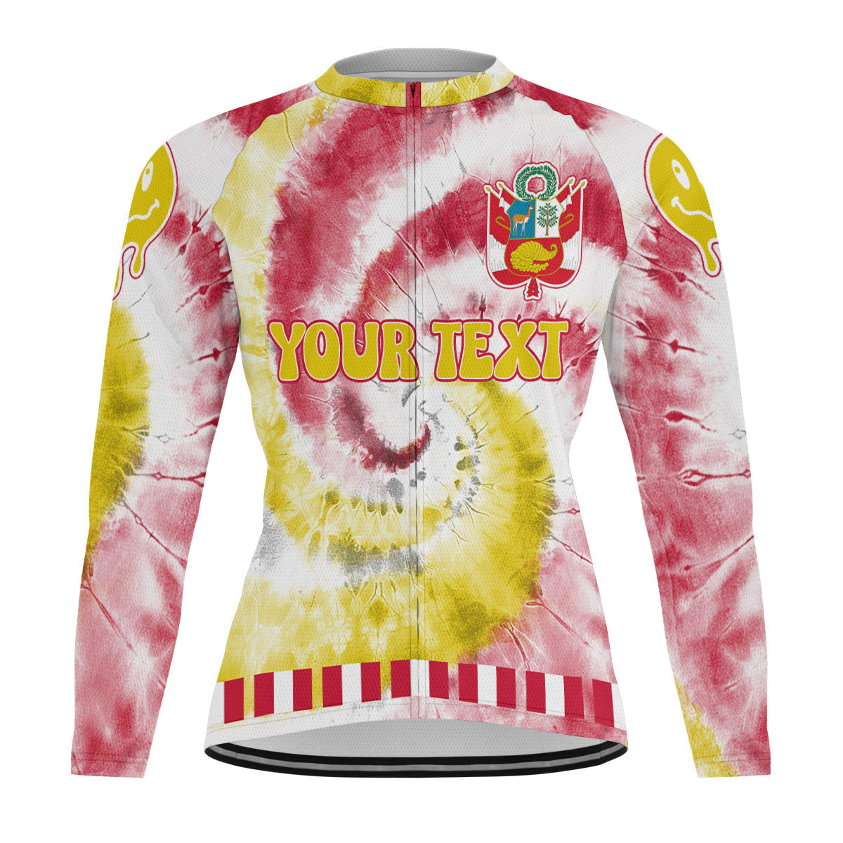 Peru Raglan Men Cycling Jersey Long Sleeve Custom Tie Dye Style 2