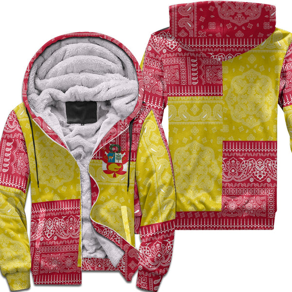 Peru Sherpa Hoodie Flag And Paisley Basic Style 1