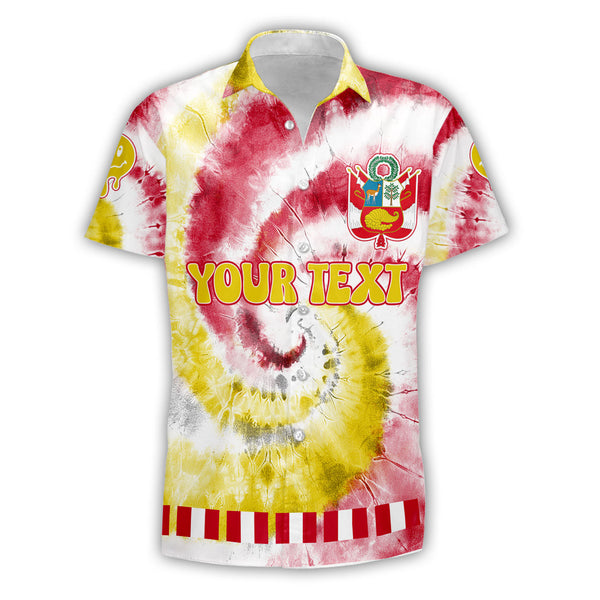 Peru Short Sleeve Shirt Custom Tie Dye Style 1